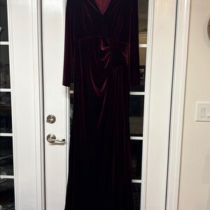 Betsy & Adam Deep Red Velvet Dress